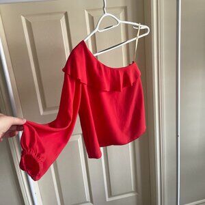 Wilfred Red One Shoulder Blouse Flowy Size XS